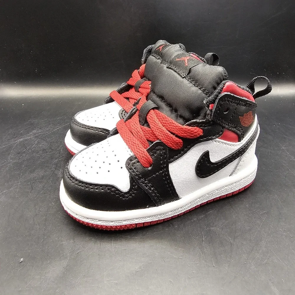 JORDAN 1 MID TODDLER WHITE / GYM‎ RED-BLACK DQ8425 106 SIZE 4C